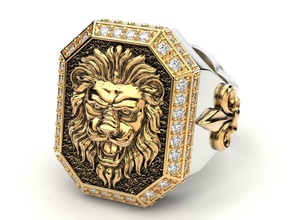 grande anillo león an all seeing ojo actualizar albañiles joyería joya impresión 3dprinted imprimible anillos diseño dorado oro prototipos plata motociclista 3d print model - Mito3D