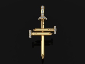 large size diamond nail cross pendant jewelry chain necklace charm religious religion god jesus antique rustic retro fashion trends pendants 3d print model - Mito3D