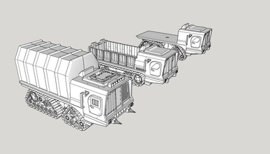 ampla utilitário caminhão trilhas tampo mesa veículo industrial transporte exército militares 28mm jogos terreno reboque brinquedos acessórios 3d print model - Mito3D