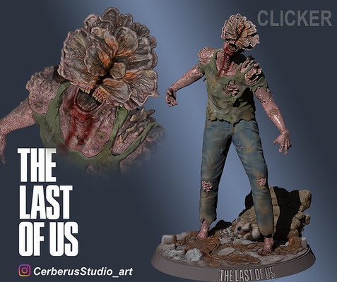scorso of us clicker maschio 3d stampa scultura anatomia modelado anime video gioco 2 zombie arte mostri sculture creature 3d print model - Mito3D