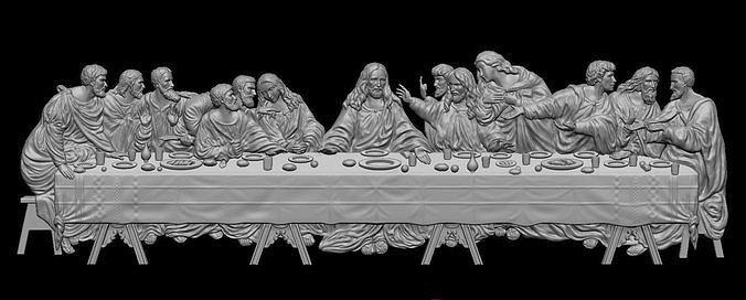 zuletzt Abendessen bas relief Hintergrund 3d drucken Modell Skulptur Kunst Bibel religiös cnc Linderung Juwel Schmuck Judas Skulpturen 3d print model - Mito3D