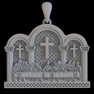 last supper pendant jewelry silver gold printable pendants lastsupper jesus holy christ cross biblical necklace davinci painting religious church 3d print model - Mito3D