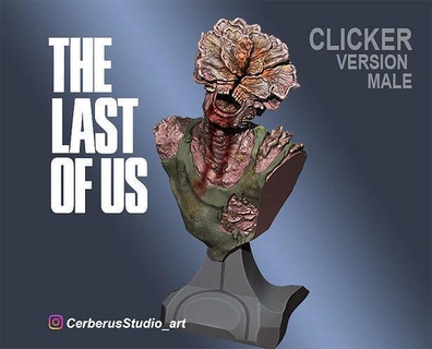 scorso us clicker bust male 3d stampa scultura anatomia modelado anime video gioco 2 zombie arte sculture 3d print model - Mito3D