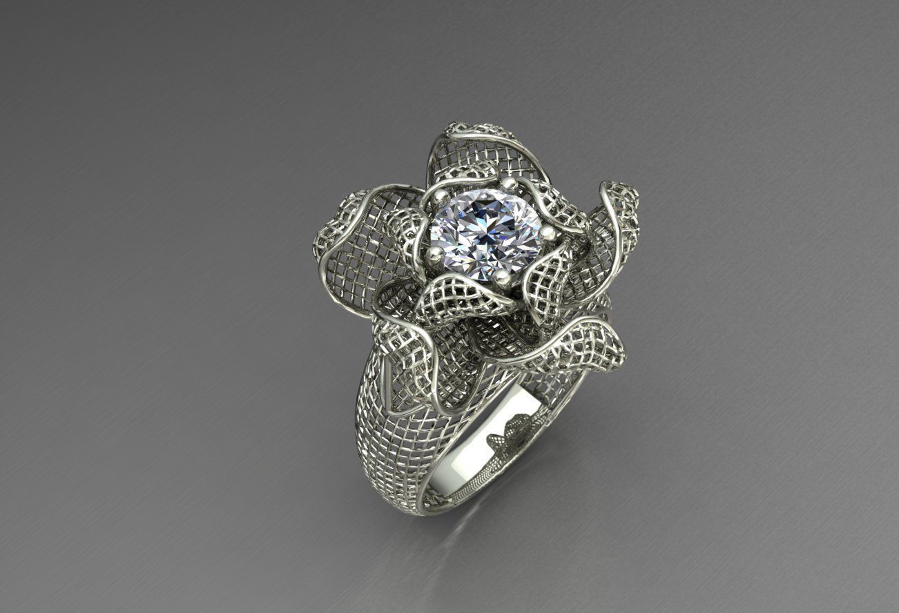 reticolo anello gioielli platino da sposa di diamanti regalo d'oro personalizzati in argento donna solitario fidanzamento matrimonio bianco womenbandring donne zaffiro smeraldo rubino anelli 3D print model - Mito3D