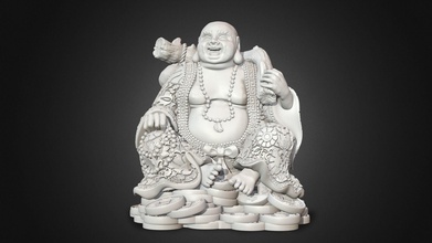 riant bouddha chinois dieu hotei budai bouddhisme religion shinto moine figurines bouddhiste sculptures art imprimable statue sculpture chanceux monnaie chine miniature 3d print model - Mito3D