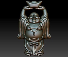 laughing buddha cnc printing relief decor milling jewelry artcam art engraving carved basrelief object woodworking pendant zen chinese indian asian sculptures 3d print model - Mito3D