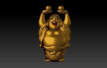 laughing buddha 3d printing art interior sculpture body award 3dprint house decor 3d print model - Mito3D