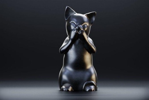 ridendo gattino Sorridi arte scultura carattere animale sculture 3d print model - Mito3D
