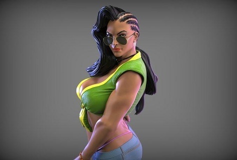 Laura sokak dövüşçü v dövüşçüsü capcom oyun makinesi Brezilya Kadın karakter Ryu video oyunu Sanat heykeller 3d print model - Mito3D