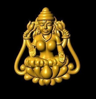 laxmi Bhagwan fleur Seigneur Murti idole hindou Dieu Sud Indien chaîne bijoux bagwan Lakshmi 3d print model - Mito3D