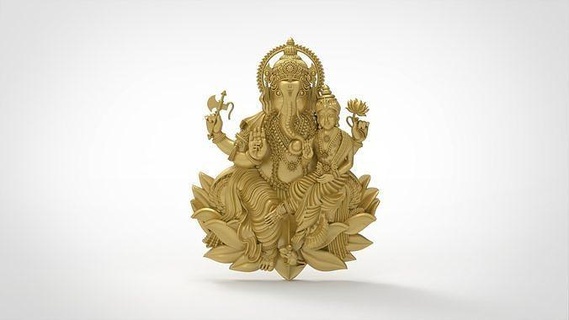 Laxmi Ganapati 3d print model Ganesh lakshmi 3dprint Hintli Tanrı Kral cad güney takı dosya gümüş ganapati Ganeshji gevşek kolye 3d print model - Mito3D