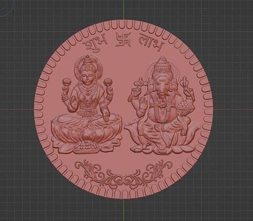 laxmi ganesh coin design lakshmi gos indian india lord silver gold elephant badges currency queen illustration art diwali coins 3d print model - Mito3D