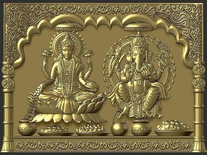 laxmi ganesh telaio design Dio scultura arte religione Gesù gioielleria cristiano statua oro argento indù indiano ganesha interni pendente 3d religioso tempio sculture 3d print model - Mito3D