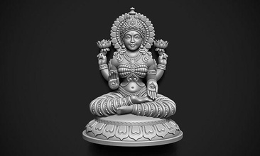 laxmi oui version 2 idole devi hindou déesse indien 3d statue sculpture hindouisme imprimable richesse dieu populaire art sculptures 3d print model - Mito3D
