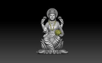 laxmi ji 3d hollow sculpture traditional figurine art woman jewelry indiandeity godesslaxmi pendants 3d print model - Mito3D