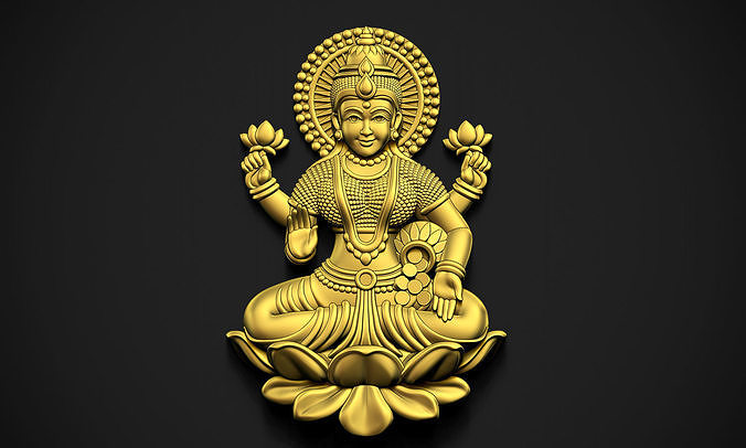 laxmi ji 3d modelo diosa hindú indio religioso joyería joya imprimible arte esculturas 3D print model - Mito3D