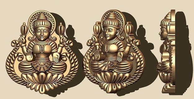 laxmi ji cnc art antique Dieu bijoux laxité laxmidieu idole Murti Machine religion sculptures or vieux 3d print model - Mito3D