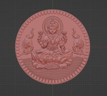 laxmi ji moneda diseño laxitud lakshmi señor Dios diosa reina diwali plata oro monedas canalla leva morir imprimible Arte insignias 3d print model - Mito3D