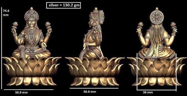 laxmi ji 3d modèle prêt por impression laxité bijoux Dieu Indien or Murti pendentifs bagwan personnage idole médaillon pendentif religion bharat lakhsmi antique avatars art 3d print model - Mito3D