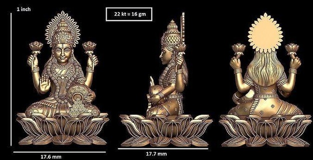 laxmi ji Murti sculpture temple art personnage Lakshmi laxité Bhagwan devi laxmithaku laxmidieu laxmipendentif laxmifull3d laxmijiprint religion femme indiangod bijoux pendentifs 3d print model - Mito3D