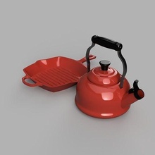 le creuset square skillet classic demi tea kettle teapot kitchenware cookware coffee dollhouse doll miniature play kitchen barbie pan cooking fun diy hobby 3d print model - Mito3D