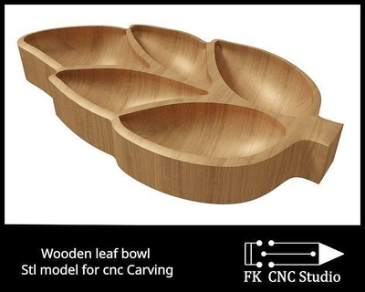 leaf bowl - stl file cnc 3d printing carving router house accessories 3d print model - Mito3D