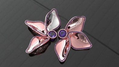 feuille oreille pièces mode luxe conception or rose bijoux jewelley boucles d'oreilles 3d print model - Mito3D