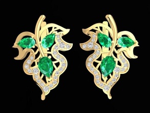 foglia orecchini donne 1366 gioielleria moda accessori oro diamante donna design feng shui 3d print model - Mito3D