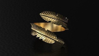 leaf father antique ring art feather gold engagement deco printable oxidized jewelry rings vintage leafring flowerring rose mamba usa 3d print model - Mito3D