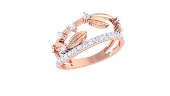 feuille lumière wt bague 32 bijoux imprimable diamant or anneaux mariage engagement bijou poids minimaliste délicat 3d print model - Mito3D