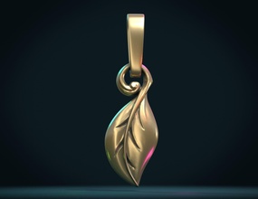 leaf pendant ii stereolithography foliage charm jewelry art necklace pendants 3d print model - Mito3D