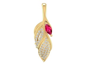 leaf pendant women 1875 jewelry fashion accessories gold diamond woman design pendants 3d print model - Mito3D