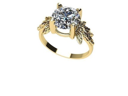 foglia squillare foglie Fidanzamento unico oro diamanti natura arte nouveau splendere stile tendenza Vintage moderno gioielleria anelli 3d print model - Mito3D
