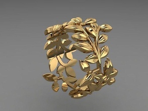 hoja anillo anillos joyería joya oro plata diamante Boda compromiso Moda 3d print model - Mito3D