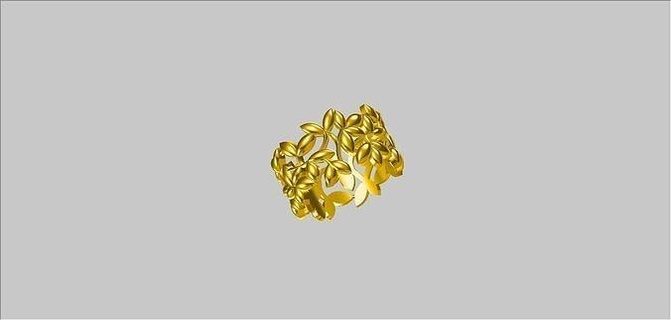 Yaprak yüzük altın tasarım takı doğa moda Sanat yazdırılabilir modern platin gümüş yüzükler 3d print model - Mito3D