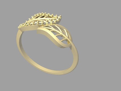 leaf ring stones gold jewelry silver printable diamond jewel jewellery wedding fashion gem platinum brilliant stone rings 3d print model - Mito3D