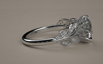 leaf ring jewelry fashion diamond engagement rings 3d print model - Mito3D