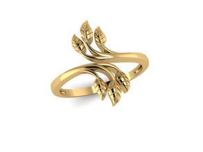 leaf rings jewelry gold decoration shining technology 3d print model - Mito3D