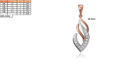 la feuille en forme de rose d'or pendentif diamants 7 bijoux brillant cad conception détail le diamant l'engagement gem or joyau platine imprimable l'anneau les anneaux d'argent mariage pentant 3d print model - Mito3D
