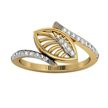 leaf shaped spiral gold ring diamonds jewelry brilliant cad design detail diamond engagement gem jewel jewellery platinum printable rings silver wedding pentant 3d print model - Mito3D