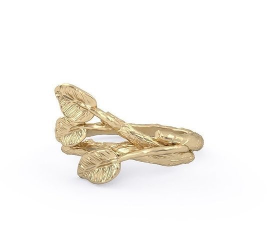 Blatt Hochzeit Ring Gold Diamant Juwel Engagement Silber 3d Bildhauerei cad Armband brillant Schmuck Ringe 3D print model - Mito3D