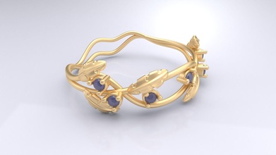 Blätter Diamanten Ring Diamant Goldring Schmuck Juwel Gold Ringdesign druckbar Ringe 3d print model - Mito3D