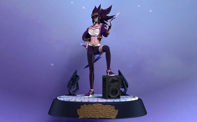 lega leggende kda akali lol arte sculture 3D print model - Mito3D