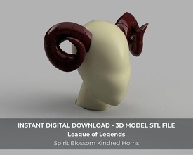 league of legends spirit blossom kindred cosplay ram horns horn costume kindren sheep fashion 3d print model - Mito3D