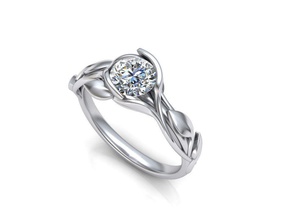 lascia 6mm di pietra anello fidanzamento stampabile modello 3d gioielli disegno floreale oro usa il canada europa lusso unico la natura dell'anello stile preziosi diamante moissanite lucente cad anelli 3d print model - Mito3D