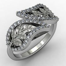 leaves diamond ring jewelry printable rings 3d print model - Mito3D