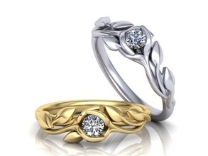 Blätter Verlobungsring 4mm Edelstein-3d-Druck-Modell 120 Schmuck floral ring cad Kanada diamond usa engagement leavesring 3dring bedruckbar ist gold diamondusa Ringe 3d print model - Mito3D