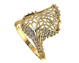 blätter ring schmuck gold silber druckbar diamant juwel hochzeit engagement mode engagem saphir rubin nashorn ringe 3d print model - Mito3D