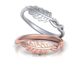 leaves ring printable 3dmodel floral fashion single gold nature classic stackble us canada europe uk israel cad mexico united states jewellery jewelry rings 3d print model - Mito3D