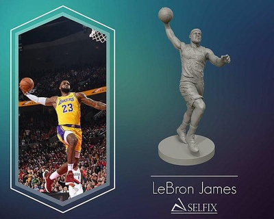 lebron james 3d dunk model printing sculpture soccer ball competition man league award sport basketball lbj la lakers statue figure team art sculptures 3d print model - Mito3D